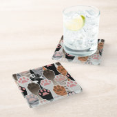 Veel kattepoten glazen onderzetter (Schuin)