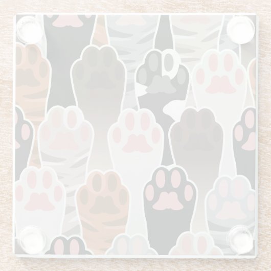 Veel kattepoten glazen onderzetter (Achterkant)