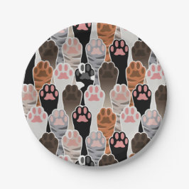 Veel kattepoten papieren bordje