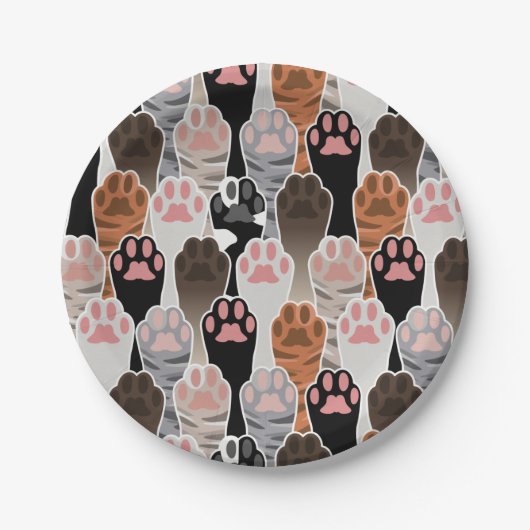 Veel kattepoten papieren bordje (Voorkant)