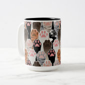 Veel kattepoten tweekleurige koffiemok (Voorkant links)