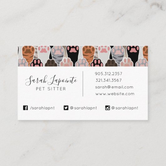 Veel kattepoten visitekaartje (Achterkant)