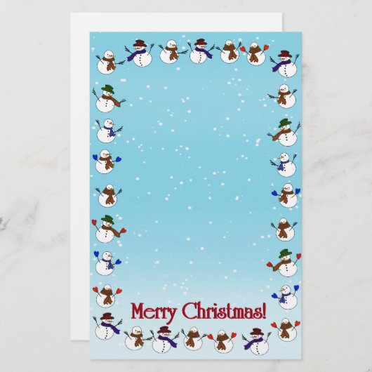 Veel kerst sneeuwmannen briefpapier (Voorkant / Achterkant)