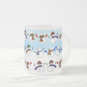 Veel kerst sneeuwmannen matglas koffiemok (Voorkant rechts)