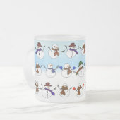 Veel kerst sneeuwmannen matglas koffiemok (Voorkant links)