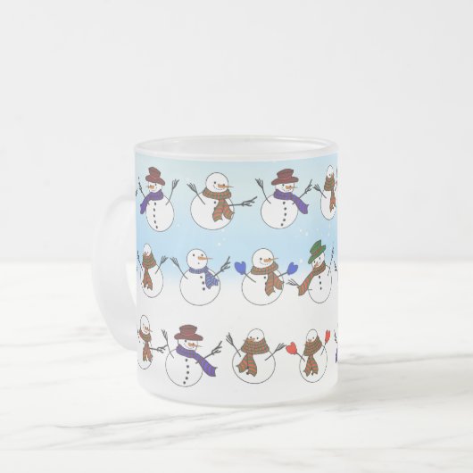 Veel kerst sneeuwmannen matglas koffiemok (Voorkant links)