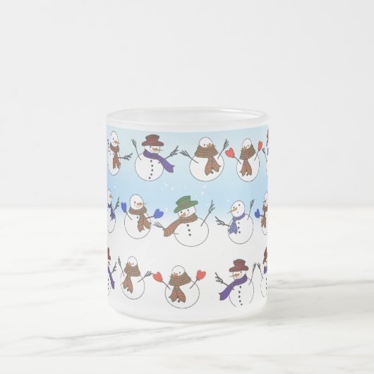 Veel kerst sneeuwmannen matglas koffiemok (Center)