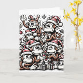 Veel kerstapen kaart (Gele Bloem)