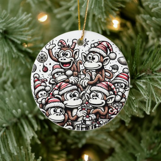 Veel kerstapen keramisch ornament (Boom)