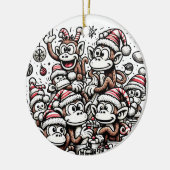 Veel kerstapen keramisch ornament (Links)