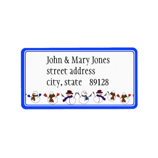 Veel kerstmannen Cartoon Snowmen Etiket (Voorkant)