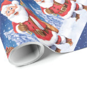 Veel kerstmannen schuine kerstinpakpapier cadeaupapier (Rol Hoek)