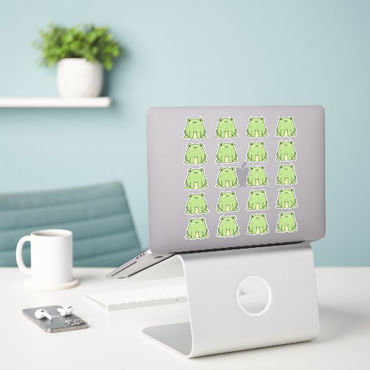 Veel kikkers van Kawaii Sticker (Laptop op bureau)