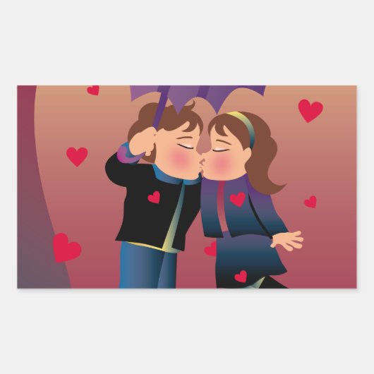 Veel Kisses Rechthoekige Sticker (Voorkant)