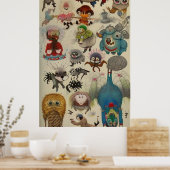 Veel kleine wezens bovenop elkaar eng poster (Keuken)