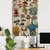 Veel kleine wezens bovenop elkaar eng poster (Thuiskantoor)