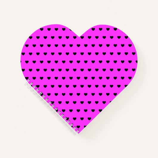 Veel kleine zwarte op roze, hartgestormde laptop notitieboek (Voorkant)