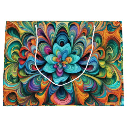 Veel kleuren bloem abstract ontwerp groot cadeauzakje (Voorkant)