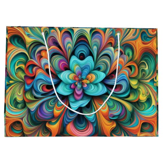 Veel kleuren bloem abstract ontwerp groot cadeauzakje (Achterkant)