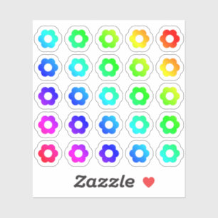 Veel kleurrijke bloemen, kleine regenboogvlakken sticker