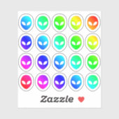 Veel kleurrijke buitenaardse hoofden kleine regenb sticker (Vel)