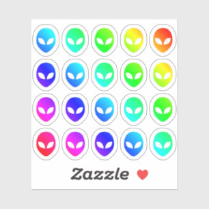 Veel kleurrijke buitenaardse hoofden kleine regenb sticker