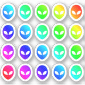 Veel kleurrijke buitenaardse hoofden kleine regenb sticker (Voorkant)