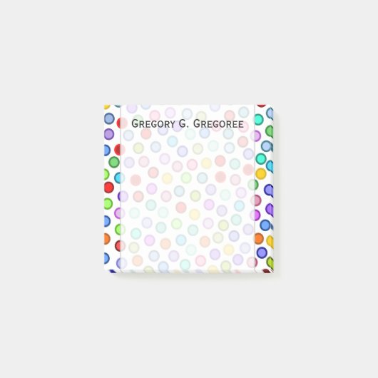 Veel kleurrijke cirkels + aangepaste naamnotitie post-it® notes (Voorkant)