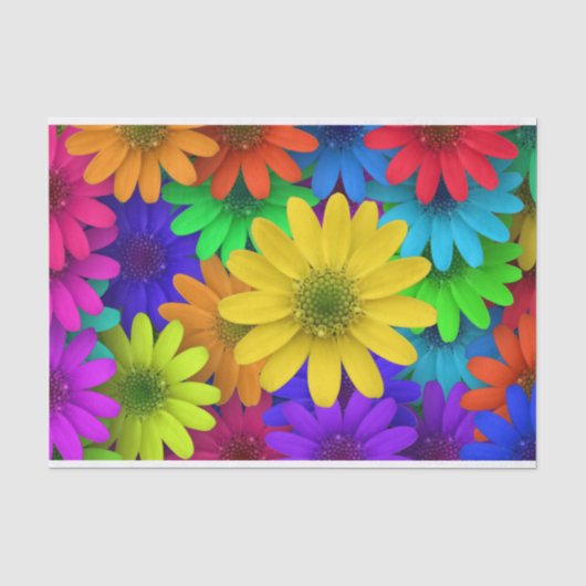 Veel kleurrijke Daisy Flowers Tissuepapier (Voorkant)