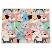 Veel kleurrijke Dogs Design Large Gift Bag Groot Cadeauzakje (Voorkant)