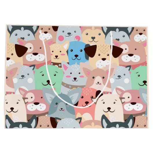 Veel kleurrijke Dogs Design Large Gift Bag Groot Cadeauzakje (Achterkant)