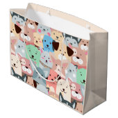 Veel kleurrijke Dogs Design Large Gift Bag Groot Cadeauzakje (Achterkant Gekanteld)