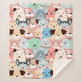 Veel kleurrijke Dogs Design Sherpa Blanket Deken
