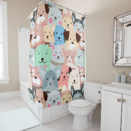 Veel kleurrijke Dogs Design Shower Curtain Douchegordijn
