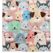 Veel kleurrijke Dogs Design Shower Curtain Douchegordijn (Voorkant)