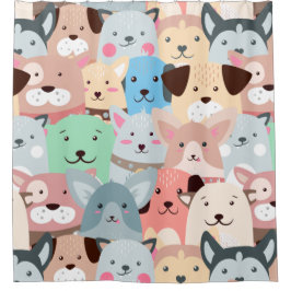 Veel kleurrijke Dogs Design Shower Curtain Douchegordijn