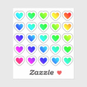 Veel kleurrijke harten kleine regenboog hart vorme sticker (Vel)