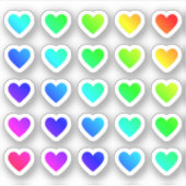 Veel kleurrijke harten kleine regenboog hart vorme sticker (Voorkant)