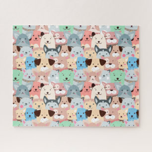 Veel kleurrijke honden ontwerpen puzzel