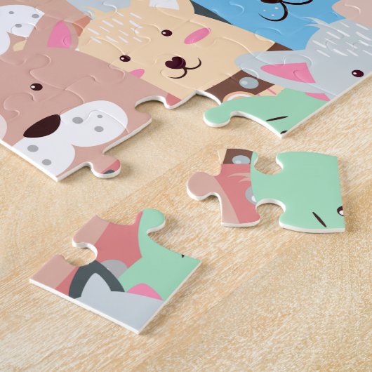 Veel kleurrijke honden ontwerpen puzzel legpuzzel (Zijkant)