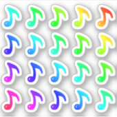Veel kleurrijke kleine muzieknoten regenboogmuziek sticker (Voorkant)
