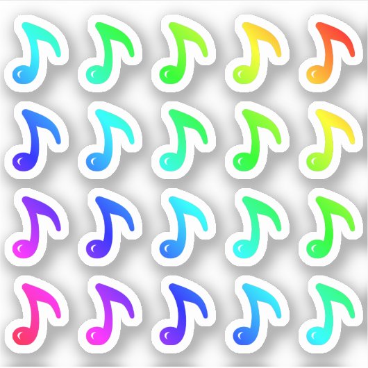 Veel kleurrijke kleine muzieknoten regenboogmuziek sticker (Voorkant)