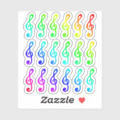 Veel kleurrijke kleine muzikale regenboog Treble C Sticker (Vel)