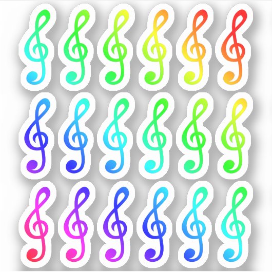 Veel kleurrijke kleine muzikale regenboog Treble C Sticker (Voorkant)