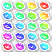 Veel kleurrijke lippen kleine regenboog kussen vor sticker (Voorkant)