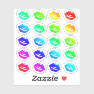 Veel kleurrijke lips met kleine regenboogscharen sticker