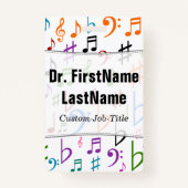 veel kleurrijke Muzieknoten en symbolen; Aangepast Badge (Voorkant)