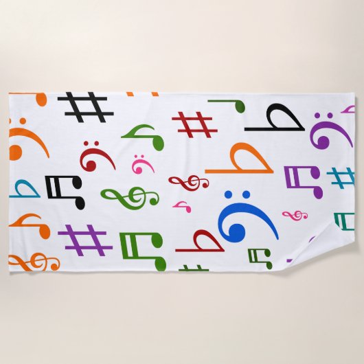 Veel kleurrijke Muzieknoten en Symbolen dragen han Strandlaken (Voorkant)