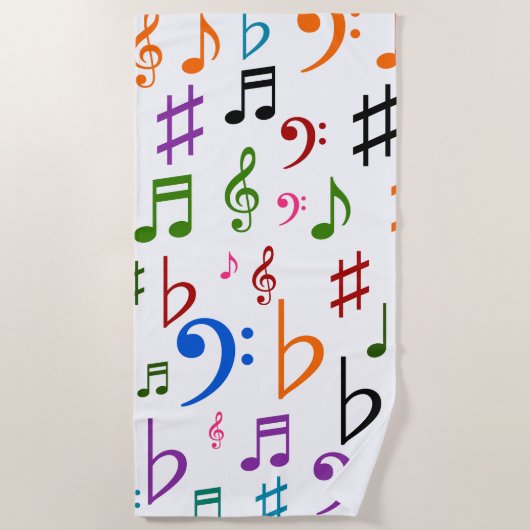 Veel kleurrijke Muzieknoten en Symbolen dragen han Strandlaken (Voorkant)