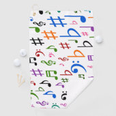 Veel kleurrijke muzieknoten en symbolen golfhanddoek (Insitu)